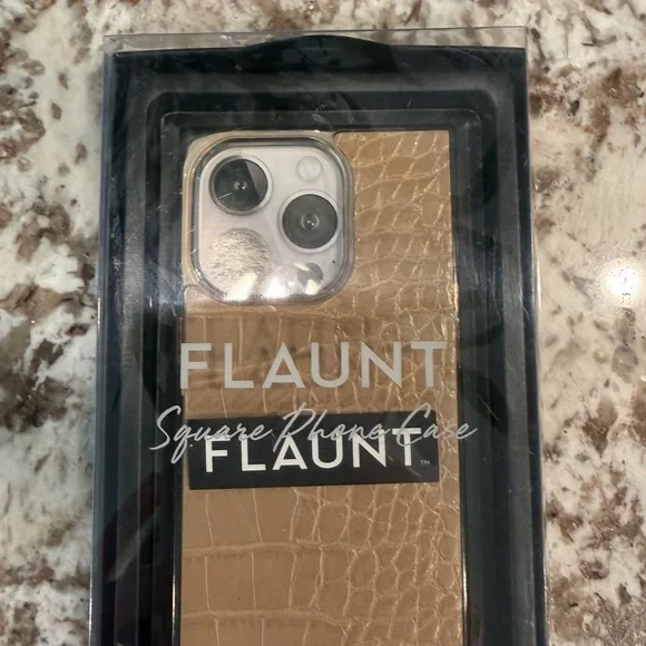 iPhone 14 Pro Case | Flaunt Square Tan Crocodile Faux Leather - Picture 10 of 12